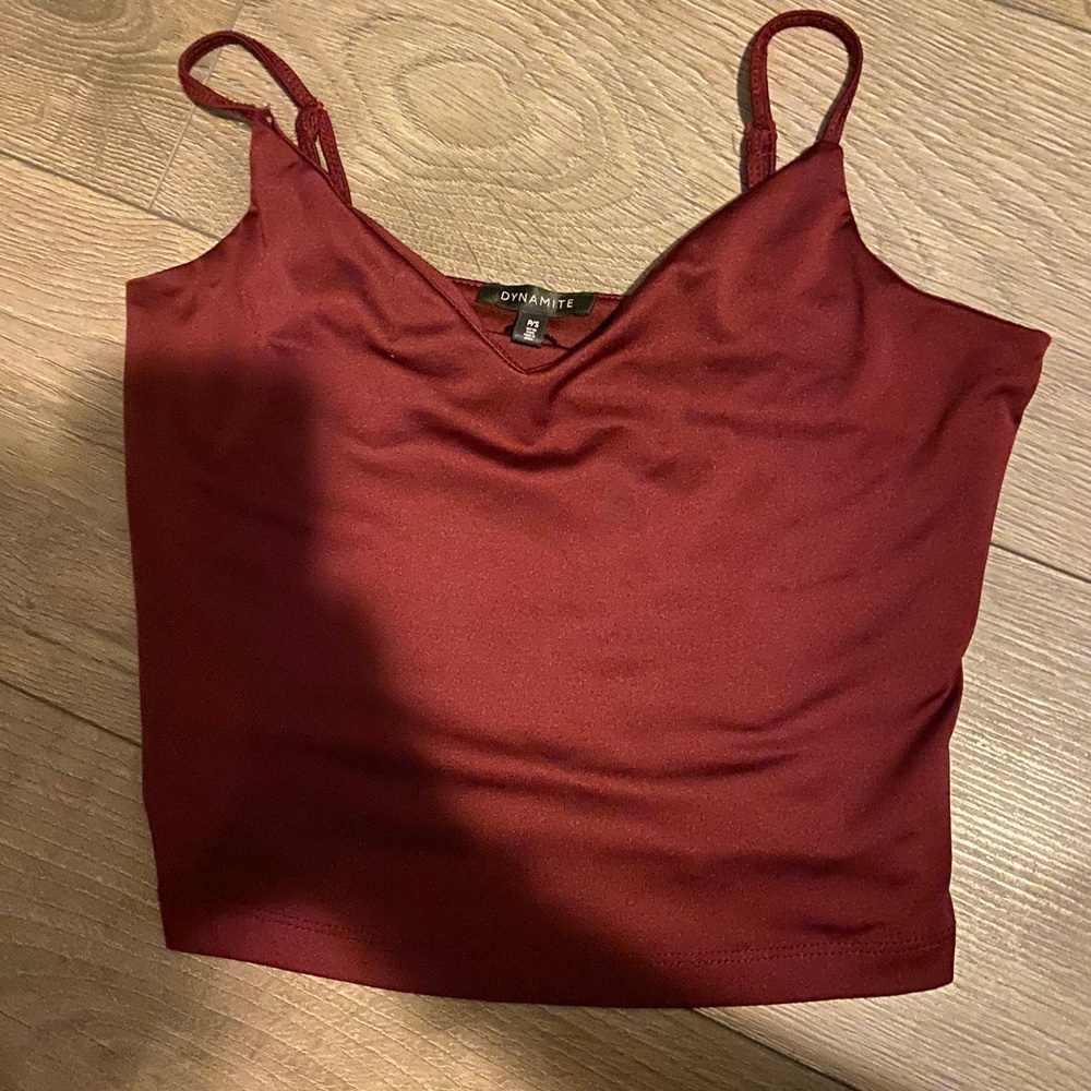 Dynamite burgundy silky crop top